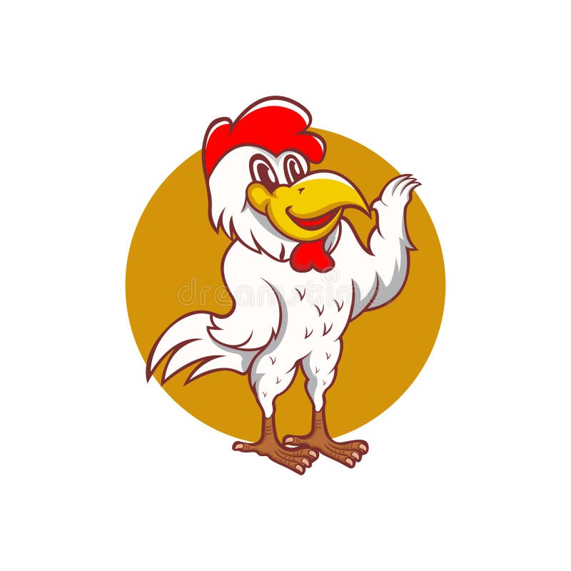Chicken Logo Cartoon Character. Cute Cartoon Cartoon Logo Lifting Wings ...