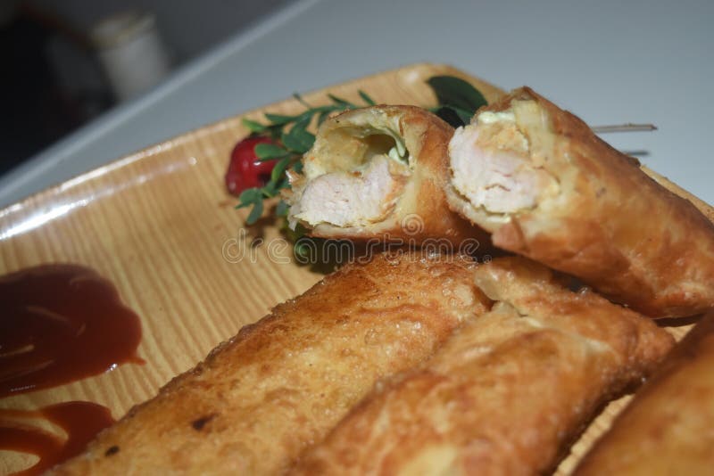 Chicken Mayo Garlic Fry Roll Stock Photo Image of curry, snack 228921920