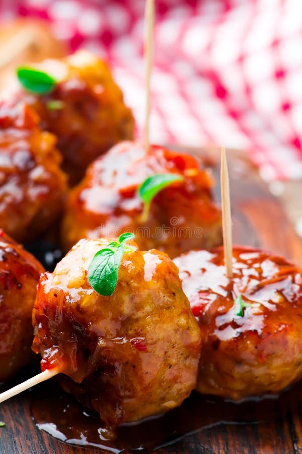 Chicken Meatballs with Glaze Stock Image Image of party, brown 84555685