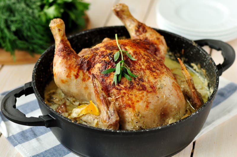 Pan roasted chicken stock image. Image of potato, artisan 22483085