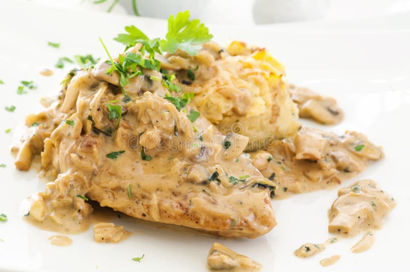 Steak Sirloin with Diane Sauce and Mash Potato Stock Photo Image of