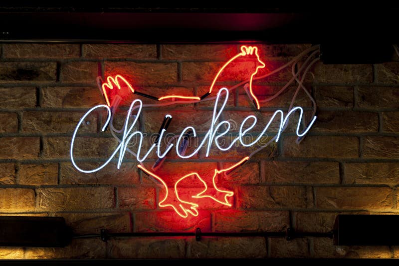 Chicken - Neon light stock photo. Image of closeup, poultry - 269570894