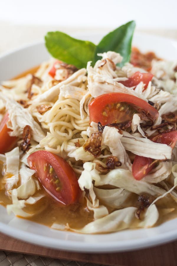 Chicken Noodle Spicy Soup Indonesia Cuisine Stock Image - Image of