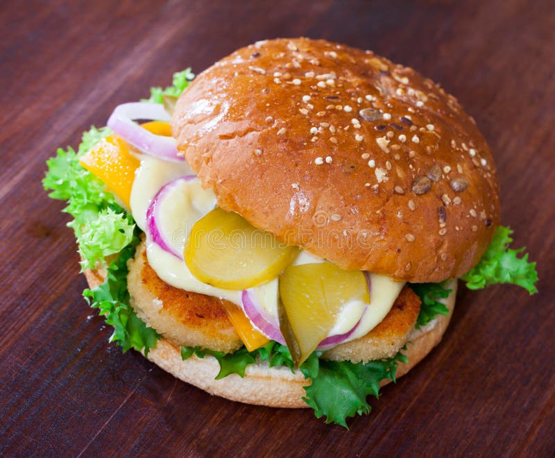 Chicken nugget burger stock image. Image of barbecued - 243775639