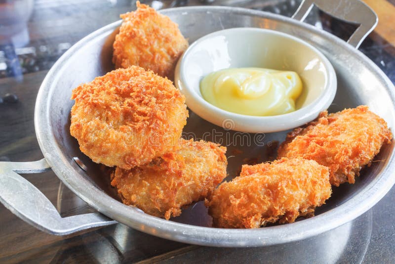 Chicken Nuggets with Mayonnaise Stock Image Image of bread, food
