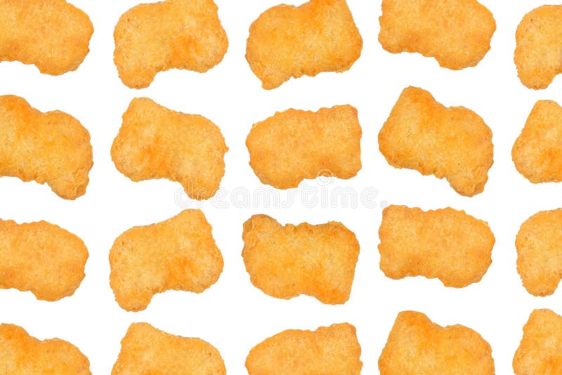 Chicken Nuggets Pattern On White Background. Top View Stock Photo