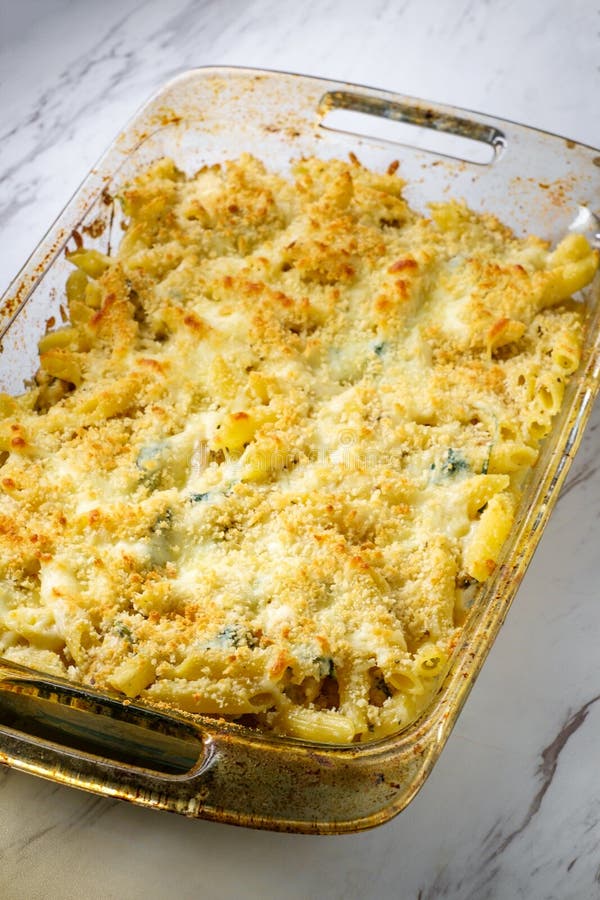 Chicken Penne Alfredo Bake stock photo. Image of breadcrumbs - 134822364