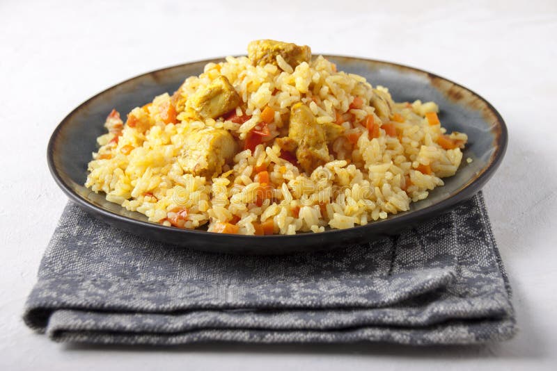 Chicken Pilaf with Vegetables and Spices Stock Image Image of chicken