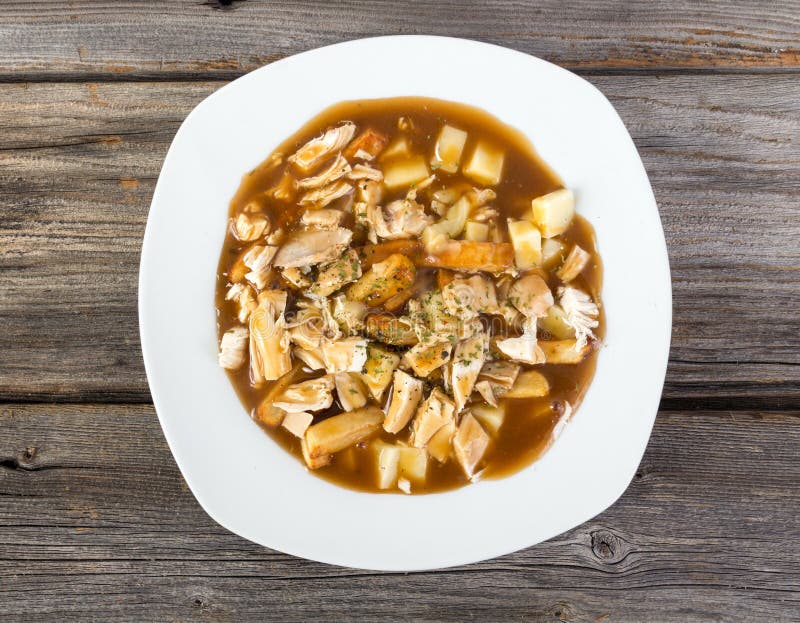Chicken poutine quebec cuisine stock images