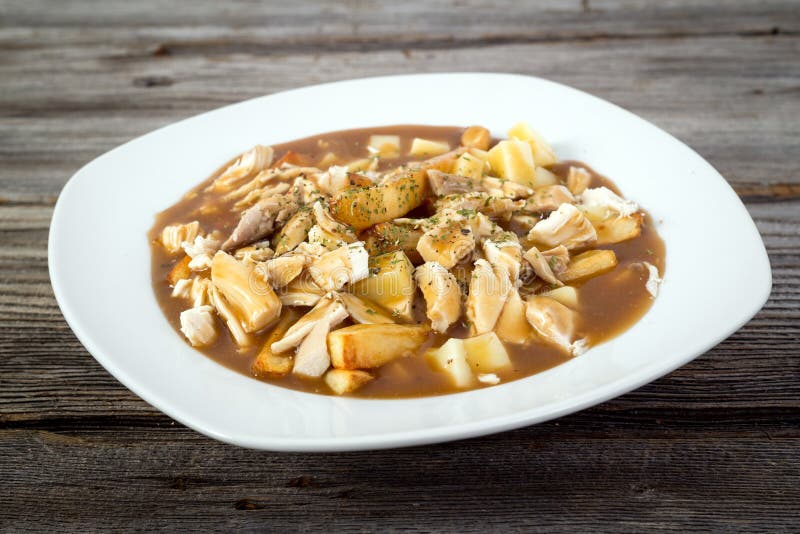 Chicken poutine quebec cuisine stock photography