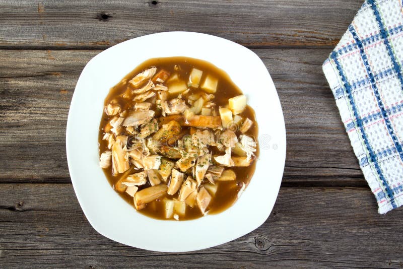 Chicken poutine quebec cuisine stock photography
