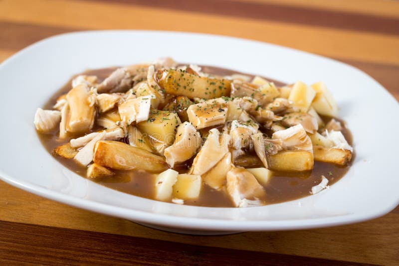 Chicken poutine quebec cuisine stock photography