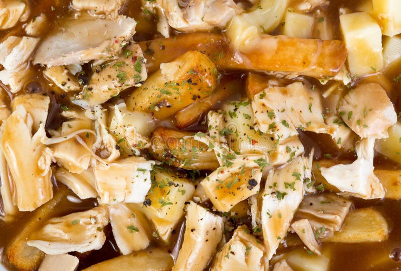 Chicken poutine quebec cuisine stock image