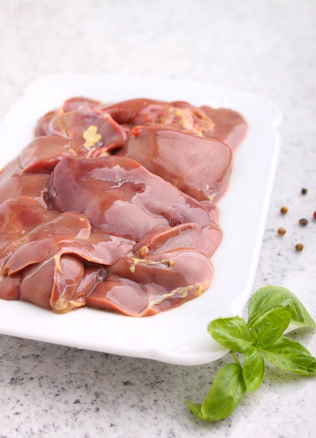 Chicken Raw Liver in a White Plate Stock Photo Image of pout, fresh
