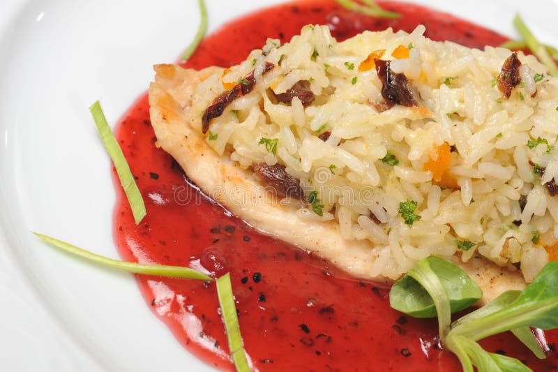 Chicken with rice stock image. Image of piece, poultry 8691379