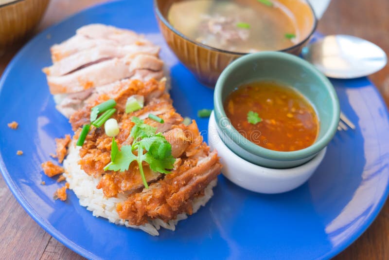 Chicken Rice, Fried Chicken and Boil Chicken with Rice Stock Photo
