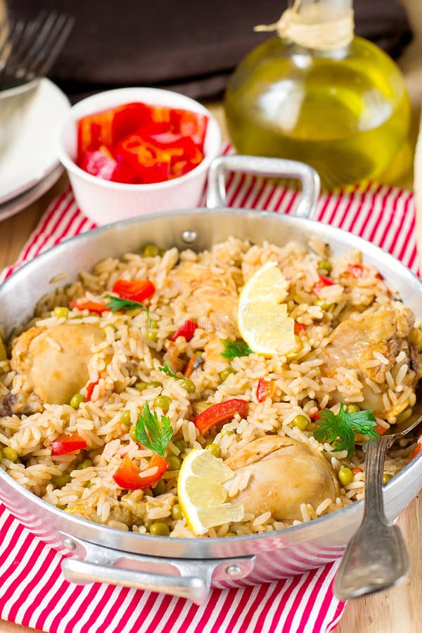 Chicken and Rice with Vegetables Stock Image - Image of poultry, food