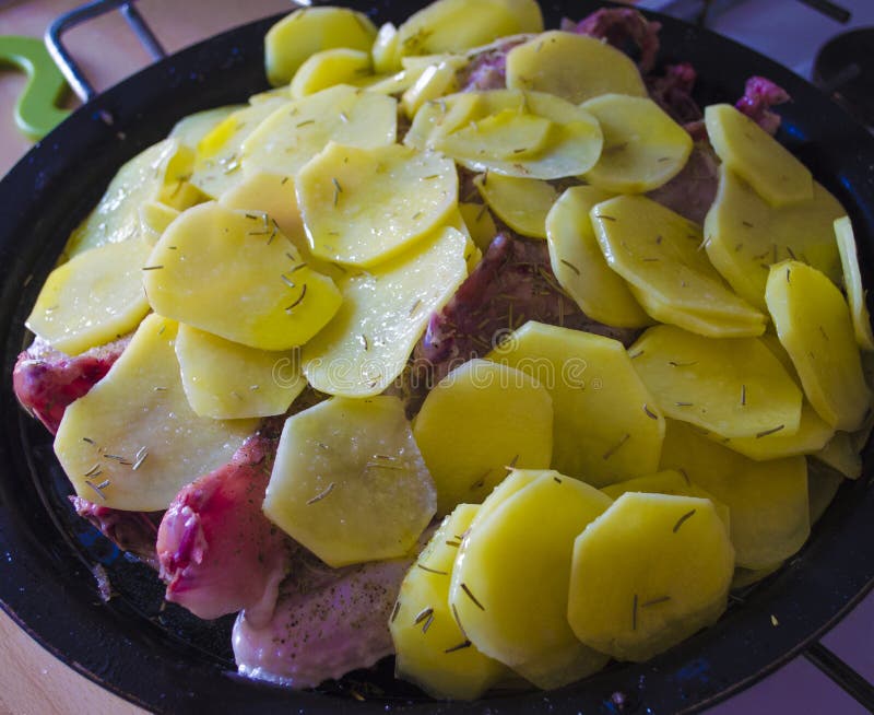 Chicken and roast potatoes stock photo. Image of meal 59461356