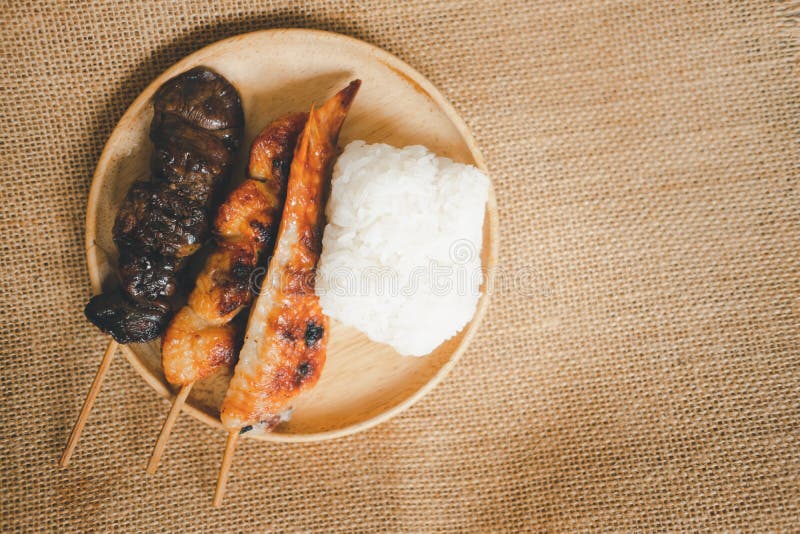 Chicken in Skewered on the Stove. Top View Stock Photo - Image of cuisine,  cooking: 218250888