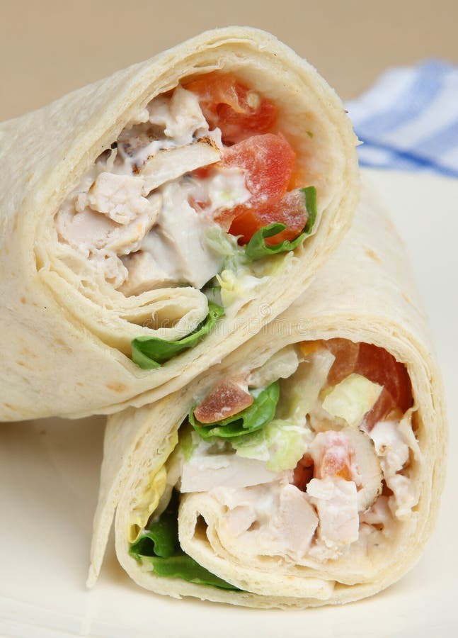 Chicken Salad Tortilla Wrap Stock Photo - Image of lettuce, horizontal ...