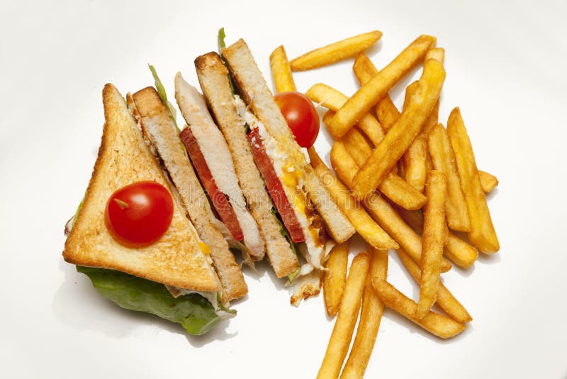 Chicken Sandwich and French Fries Stock Photo Image of french