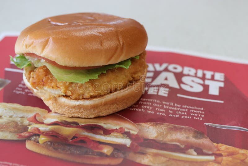 Chicken Sandwich at Wendy`s. Editorial Stock Photo Image of franchise