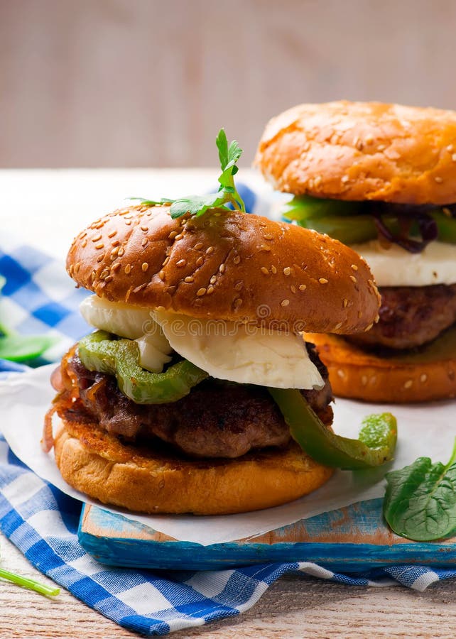 Chicken Sausage Burger. stock image. Image of sausage 84565727