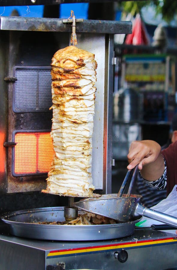 Chicken Shawarma Grill at Street Food Stock Photo - Image of pita, arab