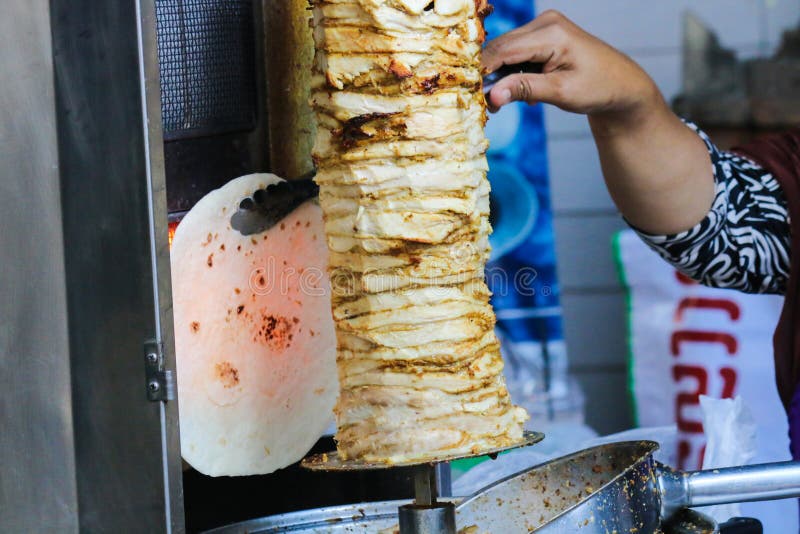 Chicken Shawarma Grill at Street Food Stock Photo - Image of pita, arab