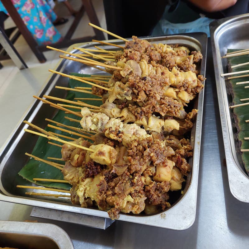 Chicken skin and fat satay stock image. Image of chicken 259835225