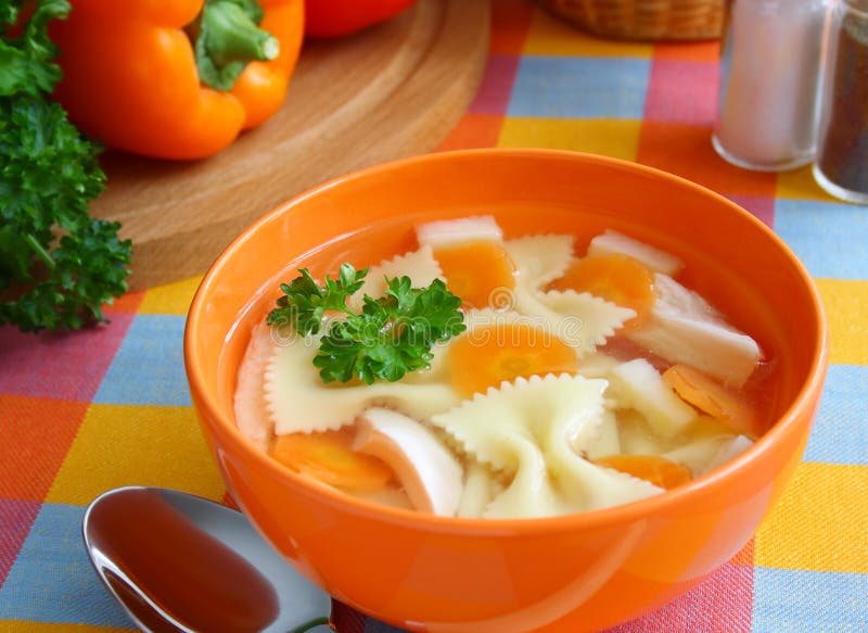 Chicken soup. stock photo. Image of lunch, soup, carrots 18924682