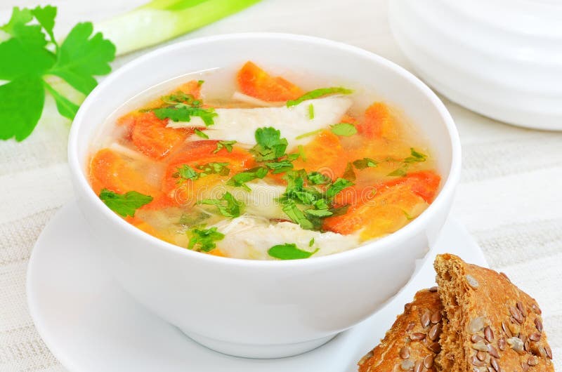 Chicken soup with vegetables royalty free stock image