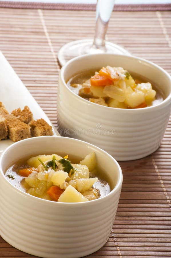 Chicken Soup with Vegetables Stock Image Image of health, bread 33364799