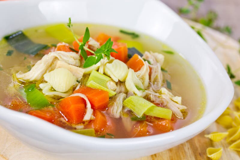 Chicken Soup with Vegetables Stock Image Image of minestrone, bowl