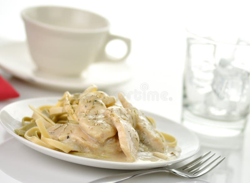 Chicken with spinach pasta stock photo. Image of sauce - 18053932