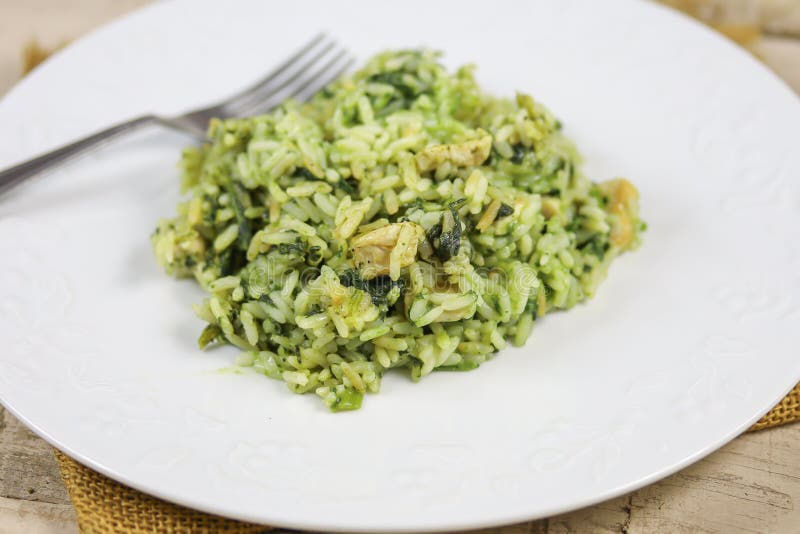 Chicken and Spinach Risotto Stock Image Image of cooked, parmesan
