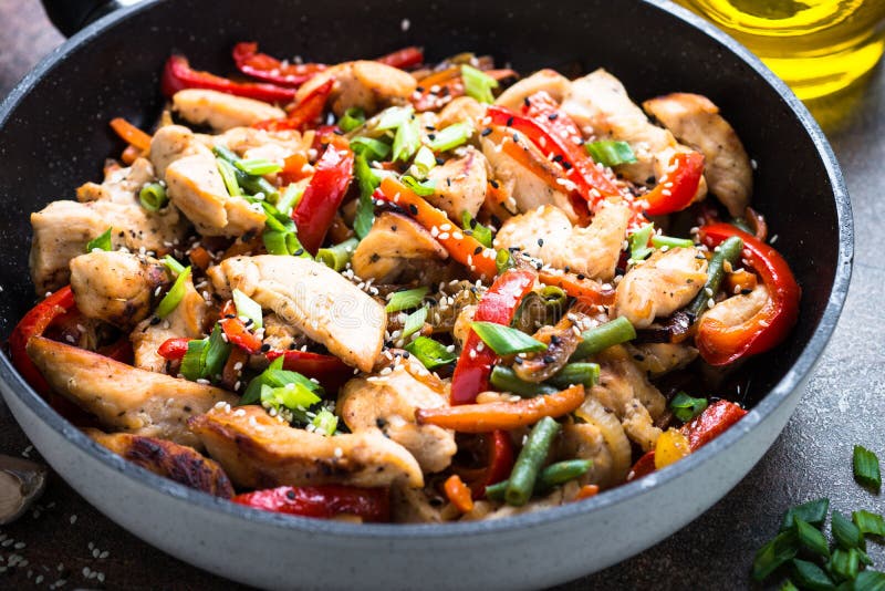Chicken Stir Fry with Vegetables. Stock Photo - Image of paprika