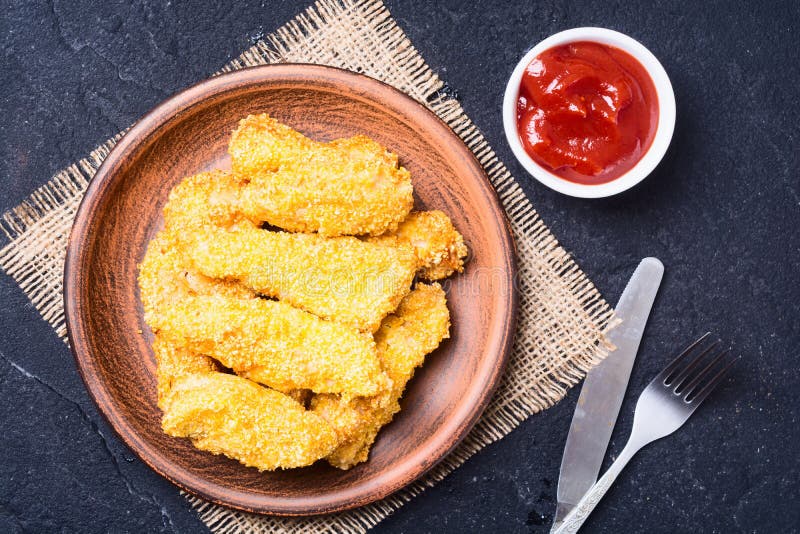 Chicken Strips and French Fries Stock Photo Image of closeup, crumbs