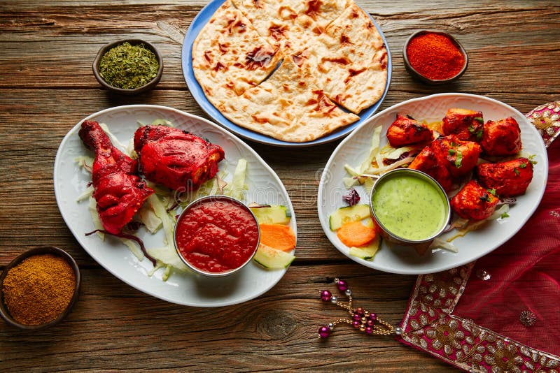 Chicken Tandoori and Chicken Tikka Stock Photo - Image of curry, smell ...