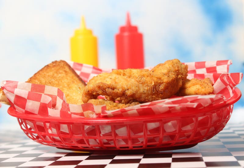 Chicken Tenders with Toast in Retro Diner Stock Photo Image of diet