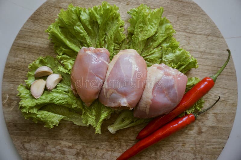 Chicken thigh fillet stock image. Image of ingredient 267407179