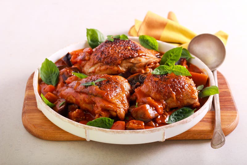 Chicken Thighs with Eggplant and Carrot Stock Image Image of chicken