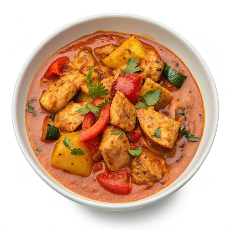 Chicken tikka masala isolerad på vit bakgrund royaltyfri illustrationer