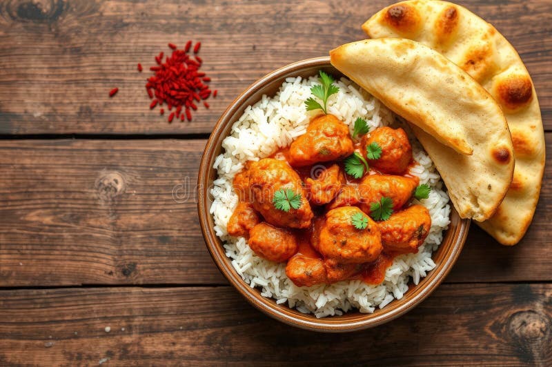 Chicken Tikka Masala med Sides stock illustrationer