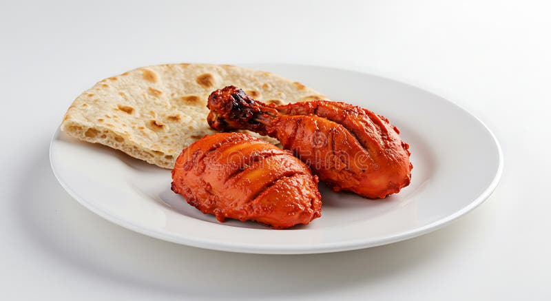 Chicken tikka med naan bröd royaltyfri illustrationer