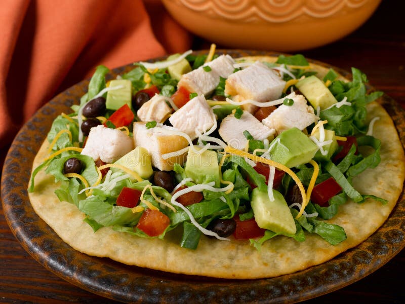 Chicken Tostada stock image. Image of black, beans, chicken 14045373