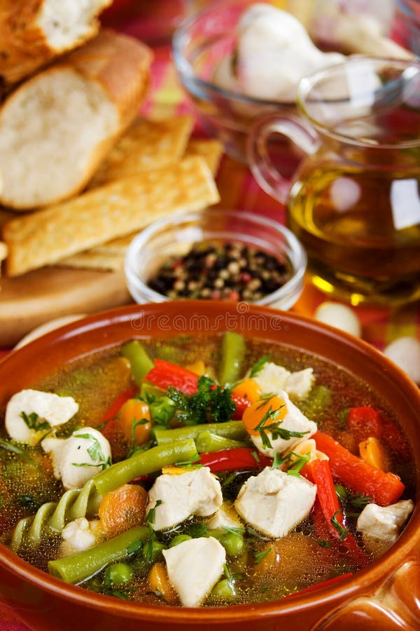 Chicken And Vegetable Summer Salad Stock Image Image of meal, wood