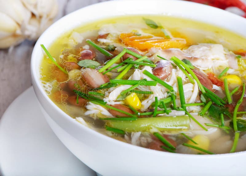 Chicken and Vegetable Soup stock photo. Image of drink - 3165756