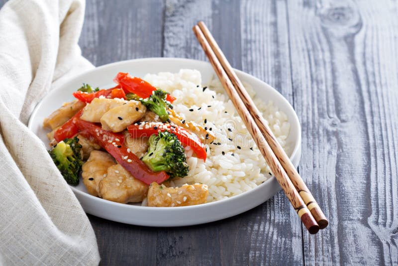 Chicken and Vegetables Stir Fry Stock Photo - Image of green, asia