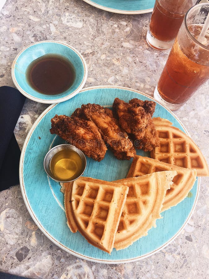 Chicken and waffles stock image. Image of food, delicious 121341063